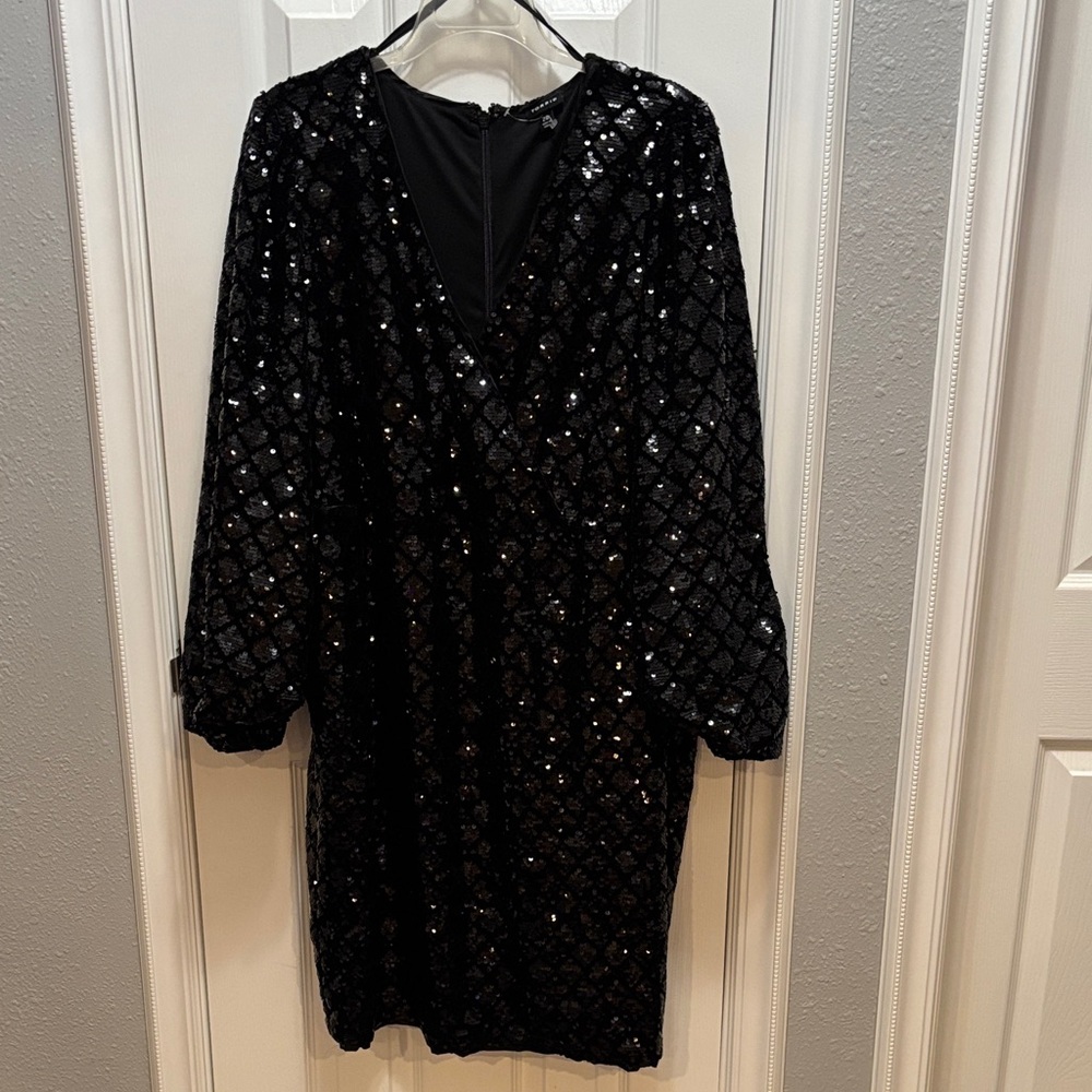 Torrid Black Sequin Long Sleeve Dress